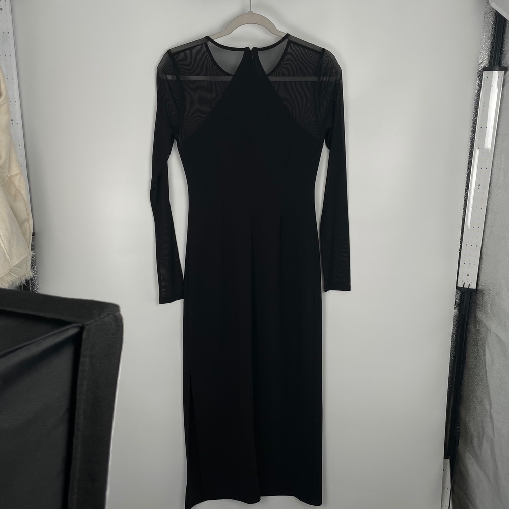 Dolan Left Coast Women's Black Mesh Sheer-Sleeve Sheath Midi Dress Size XS - Picture 12 of 13